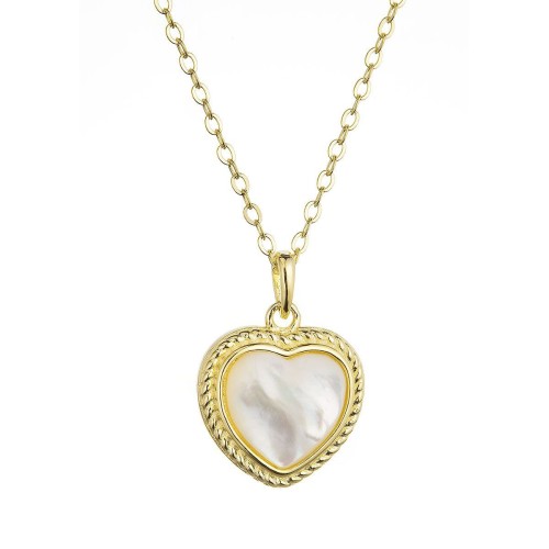 Pozlacený stříbrný náhrdelník srdce s perleťovým zirkonem 12058.1