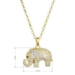 Pozlacený stříbrný náhrdelník slon s bílými zirkony 12060.1 [1]