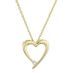 Pozlacený stříbrný náhrdelník srdce s jedním zirkonkem 12053.1 [0]