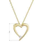 Pozlacený stříbrný náhrdelník srdce s jedním zirkonkem 12053.1 [1]