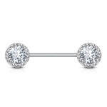 Zlacený piercing do bradavky chirurgická ocel se zirkony