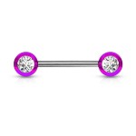Piercing do bradavky chirurgická ocel se zirkony (fialový)