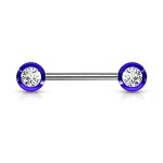 Piercing do bradavky chirurgická ocel se zirkony (fialový)