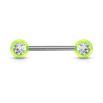 Piercing do bradavky chirurgická ocel se zirkony (fialový)