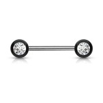 Piercing do bradavky chirurgická ocel se zirkony (fialový)