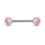Piercing do bradavky chirurgická ocel se zirkony (fialový)