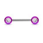 Piercing do bradavky chirurgická ocel se zirkony (fialový)
