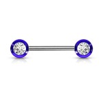Piercing do bradavky chirurgická ocel se zirkony (fialový)