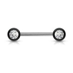Piercing do bradavky chirurgická ocel se zirkony (fialový)