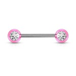 Piercing do bradavky chirurgická ocel se zirkony (fialový)