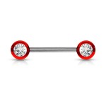Piercing do bradavky chirurgická ocel se zirkony (fialový)