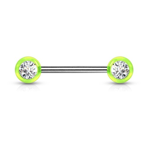 Piercing do bradavky chirurgická ocel se zirkony (zelený)
