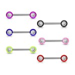 Piercing do bradavky chirurgická ocel se zirkony (černý)