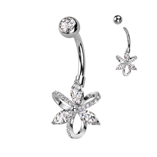 Piercing do pupíku - kytička (stříbrná)