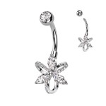 Zlacený piercing do pupíku - kytička (růžové zlato)