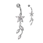 Zlacený piercing do pupíku - kytička (žluté zlato)