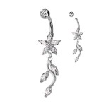 Zlacený piercing do pupíku - kytička (růžové zlato)