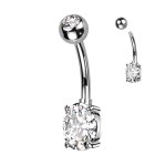Piercing do pupíku s oválným kamenem (čirý)