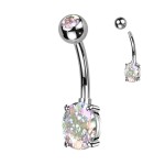 Piercing do pupíku s oválným kamenem (čirý)