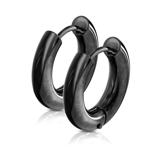 Černé ocelové náušnice - kruhy 22 mm