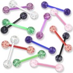 Piercing činka bioplast s třpytkami (černý)