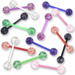 Piercing činka bioplast s třpytkami (modrý)