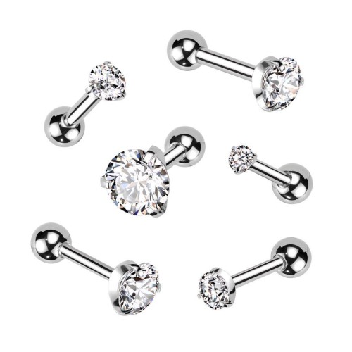 Cartilage piercing do ucha, čirý zirkon 3 mm