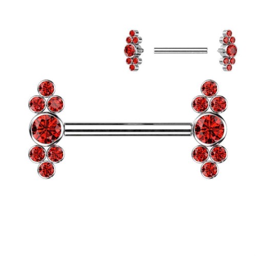 Piercing do bradavky z titanu (červený)