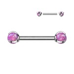 Piercing do bradavky z titanu s opálovými kuličkami (modrý)