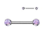 Piercing do bradavky z titanu s opálovými kuličkami (modrý)