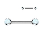 Piercing do bradavky z titanu s opálovými kuličkami (bílý)