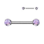 Piercing do bradavky z titanu s opálovými kuličkami (bílý)
