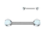 Piercing do bradavky z titanu s opálovými kuličkami (fialový)