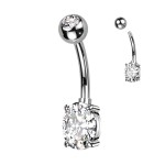 Piercing do pupíku s oválným kamenem (čirý)