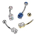 Piercing do pupíku s oválným kamenem (čirý)