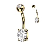 Piercing do pupíku s oválným kamenem (čirý)