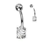 Piercing do pupíku s oválným kamenem (duhový)