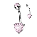 Piercing do pupíku se srdíčkem (růžový)