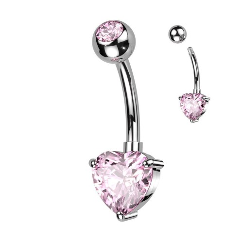 Piercing do pupíku se srdíčkem (růžový)
