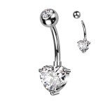 Zlacený piercing do pupíku se srdíčkem