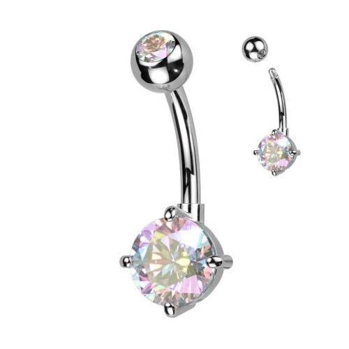 Piercing do pupíku s kulatým kamenem (duhový)