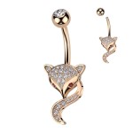 Zlacený piercing do pupíku - liška (gold)