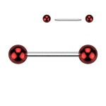 Piercing do jazyka s lesklými kuličkami (červený)
