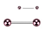 Piercing do jazyka s lesklými kuličkami (růžový)