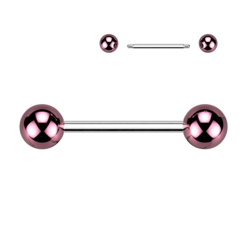 Piercing do jazyka s lesklými kuličkami (růžový)
