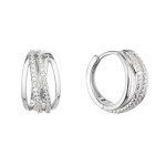 Stříbrné náušnice kruhy se zirkonky v bílé barvě 11462.1