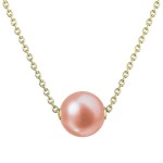 Pozlacený stříbrný náhrdelník s růžovou říční perlou na řetízku 22047.3 pink [0]