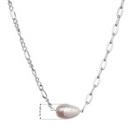 Stříbrný náhrdelník s říční oválnou perlou 22049.1 [1]