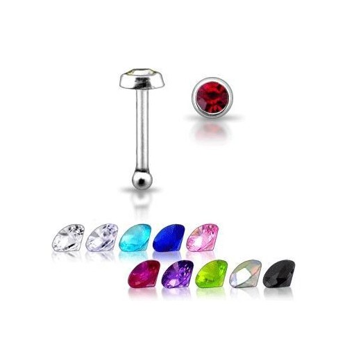 Piercing do nosu, zelený zirkon