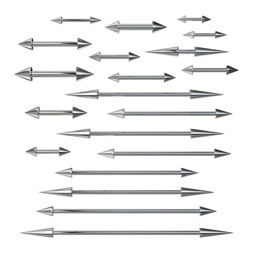 Piercing chirurgická ocel činka s hroty (1,6 x 8 x 4/4)